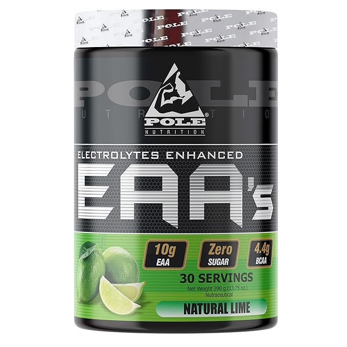 Pole Nutrition EAA Electrolytes - Enhanced, Zero Sugar, Natural Lime Flavour | 390g, 30 Servings | Premium Amino Acid &amp;amp; Hydration Formula